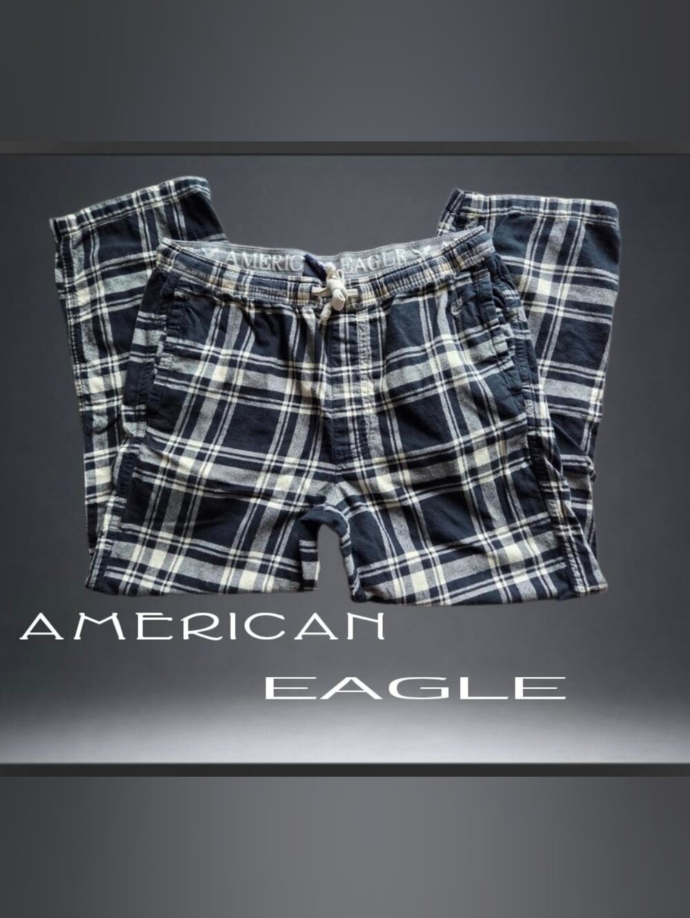 American Eagle Outfitters Black and White Plaid Hybrid Mens Pajama Pants